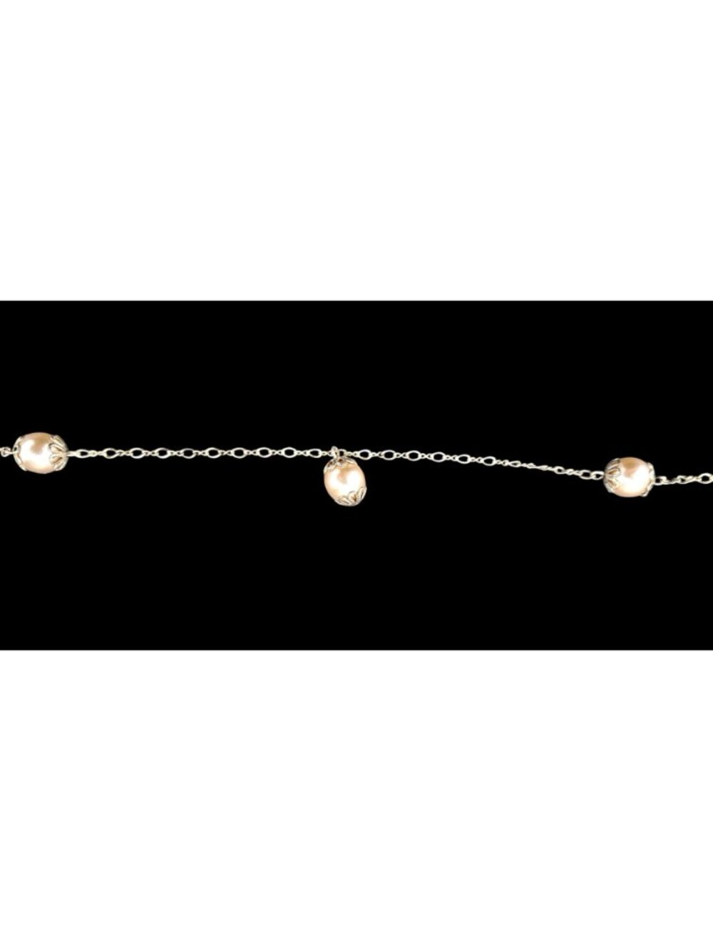 Vintage Sterling Silver Necklace Faux Pearls 16 Inches Elegant Floral Filigree - Picture 5 of 9